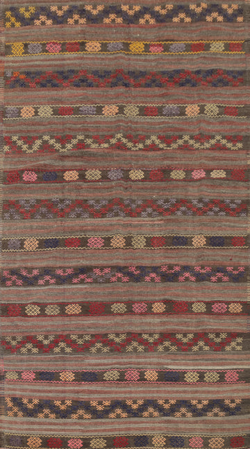Vegetable Dye Kilim Geometric Area Rug 7x11