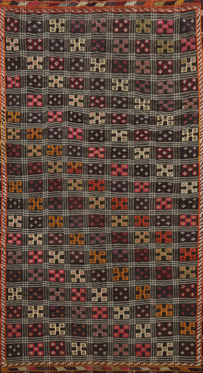 Vegetable Dye Kilim Geometric Wool Area Rug 6x11
