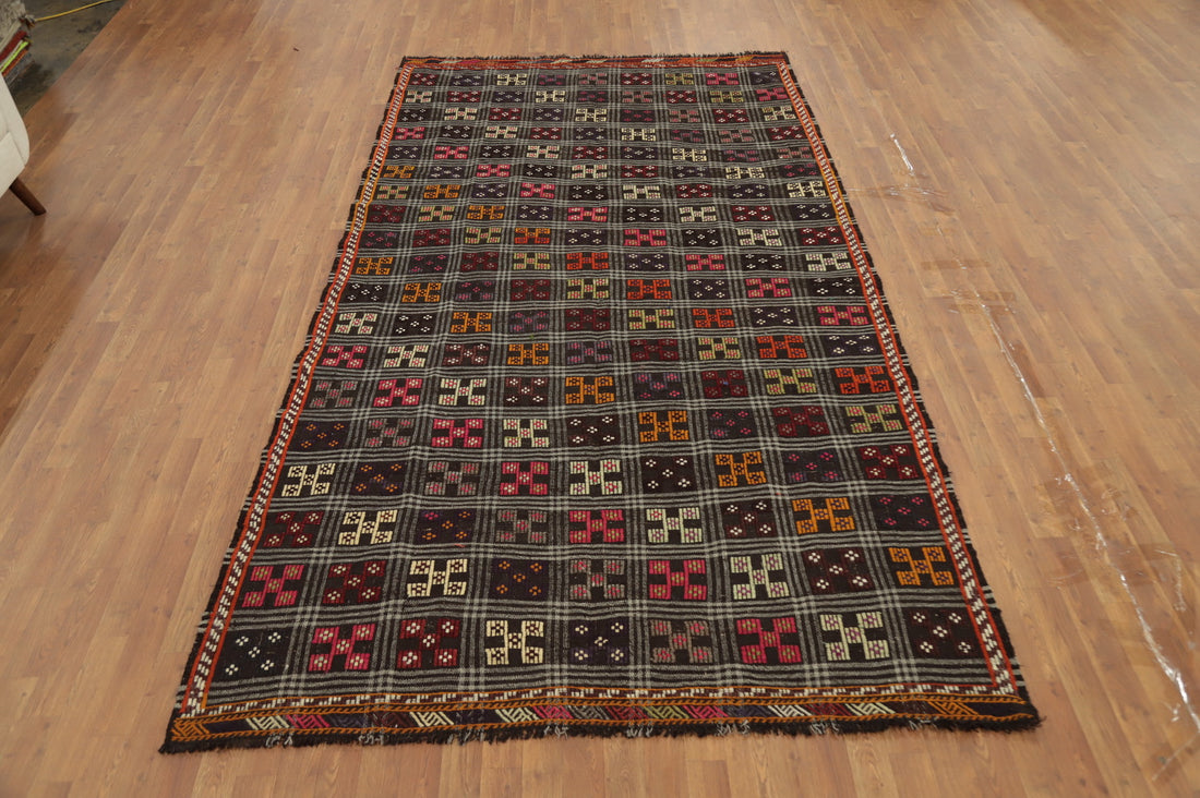Vegetable Dye Kilim Geometric Wool Area Rug 6x11
