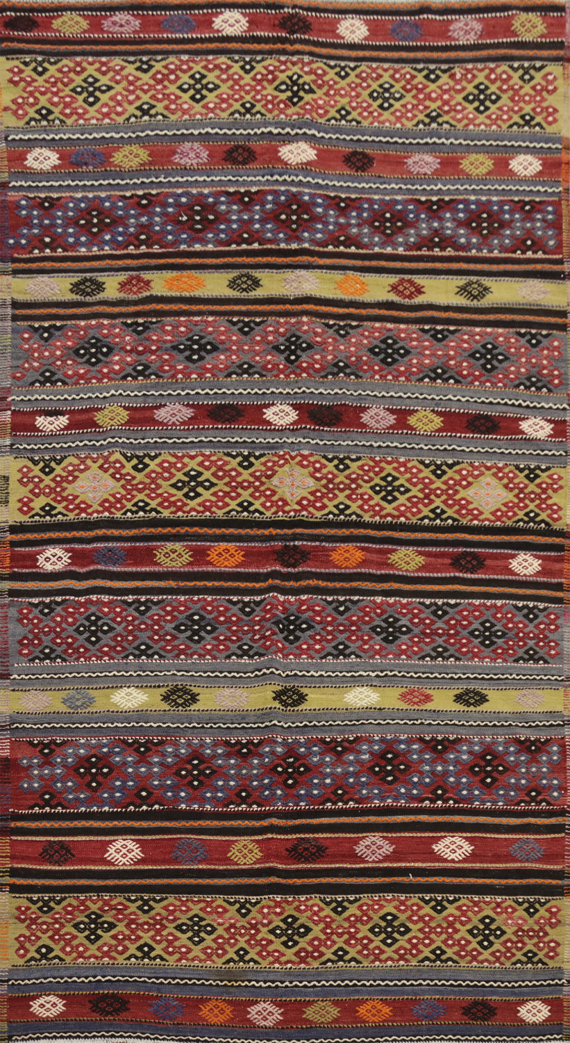 Vegetable Dye Kilim Geometric Wool Area Rug 6x10