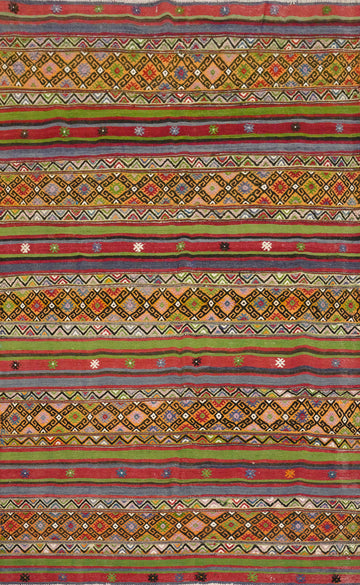 Vegetable Dye Kilim Geometric Wool Area Rug 5x8