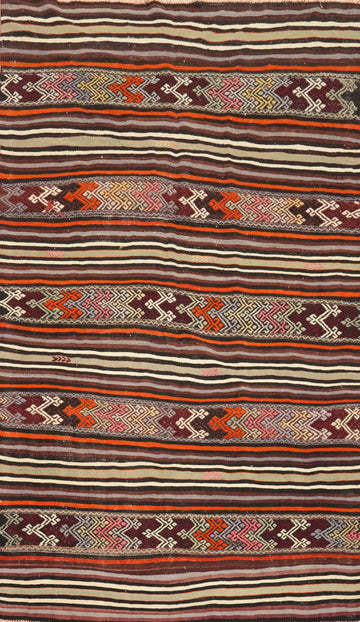 Ethnic Stripes and Bold Hues Kilim Rug 5x7
