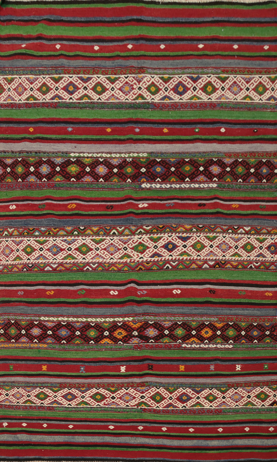 Vibrant Geometric Meet Rich Earthy Tones in Classic Kilim Rug 5x7