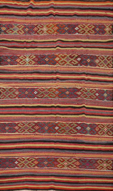 Vegetable Dye Kilim Turkish Area Rug 6x8