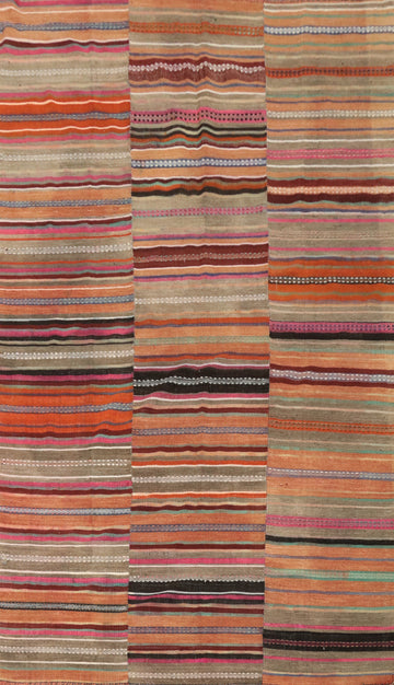 Handwoven Kilim Rug 5x7 with Striking Stripes and Bold Colors