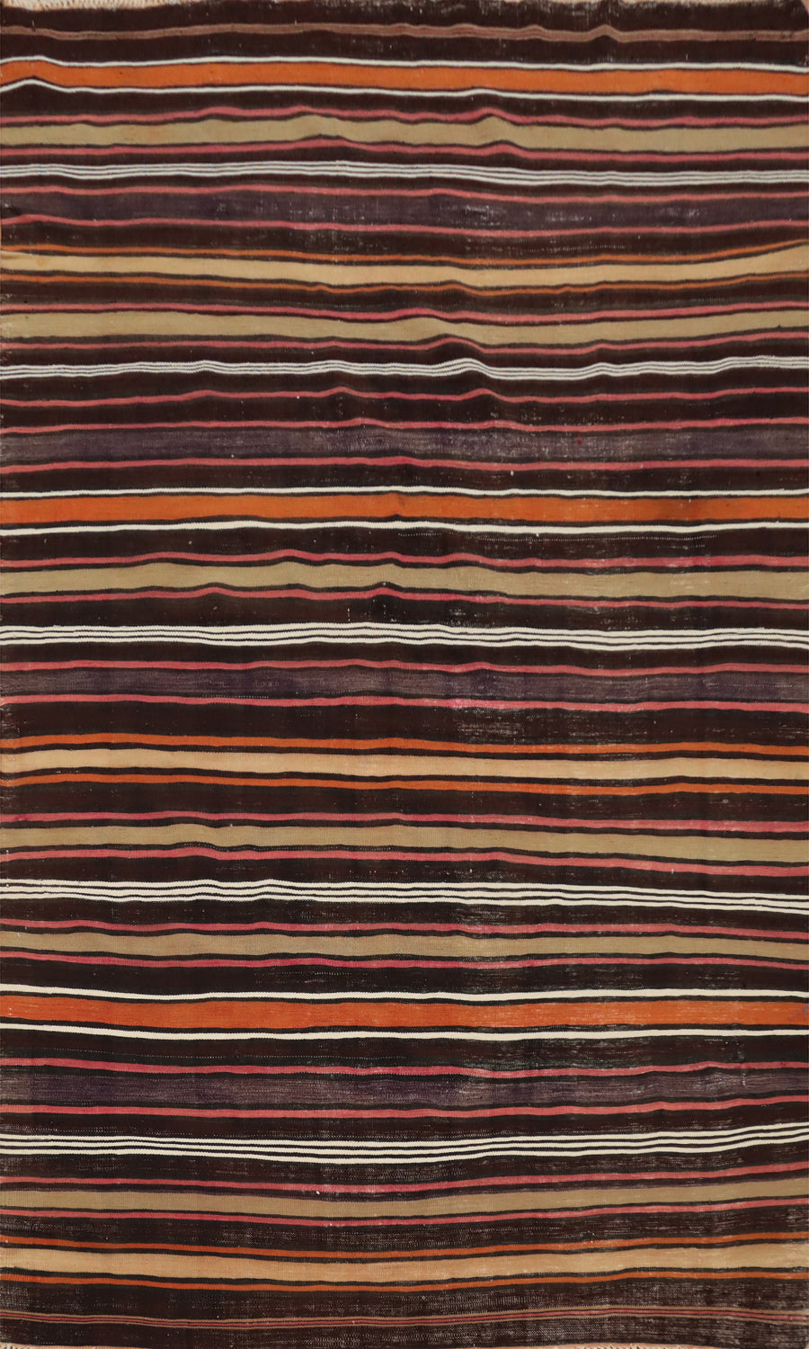Elegant Striped Kilim Area Rug 5x8 with Earth Tones
