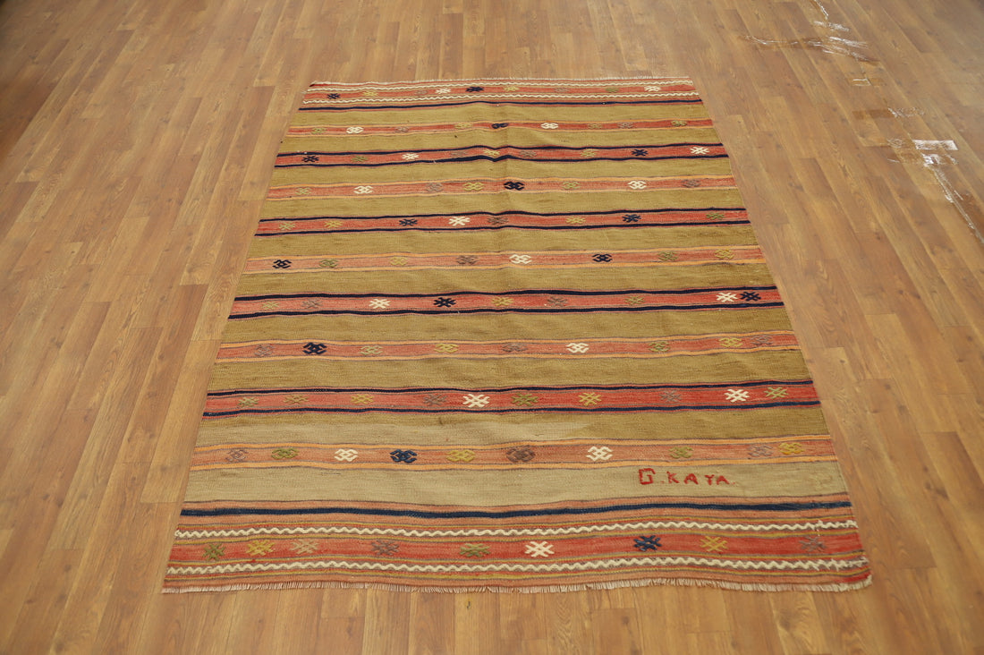 Vegetable Dye Kilim Turkish Rug 5x6