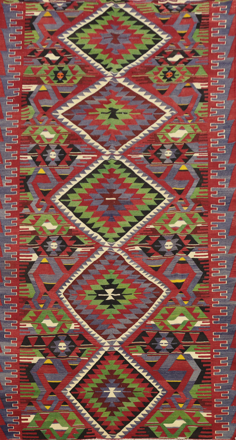 Vegetable Dye Kilim Geometric Wool Area Rug 6x10