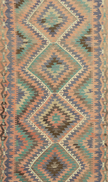 Vegetable Dye Kilim Geometric Area Rug 6x9