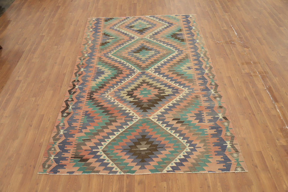 Vegetable Dye Kilim Geometric Area Rug 6x9