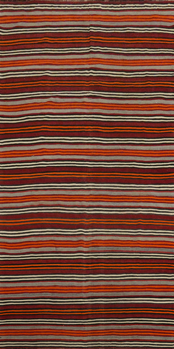 Vibrant Stripes Handmade Wool Kilim Area Rug 5x11