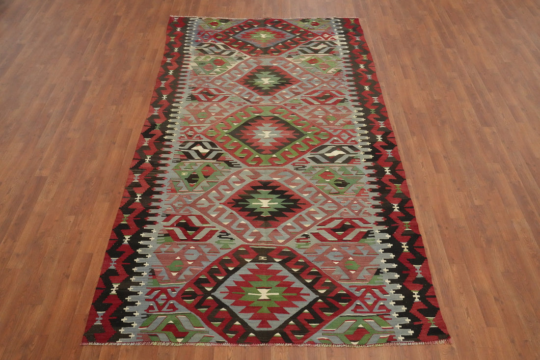 Vegetable Dye Kilim Geometric Area Rug 5x10