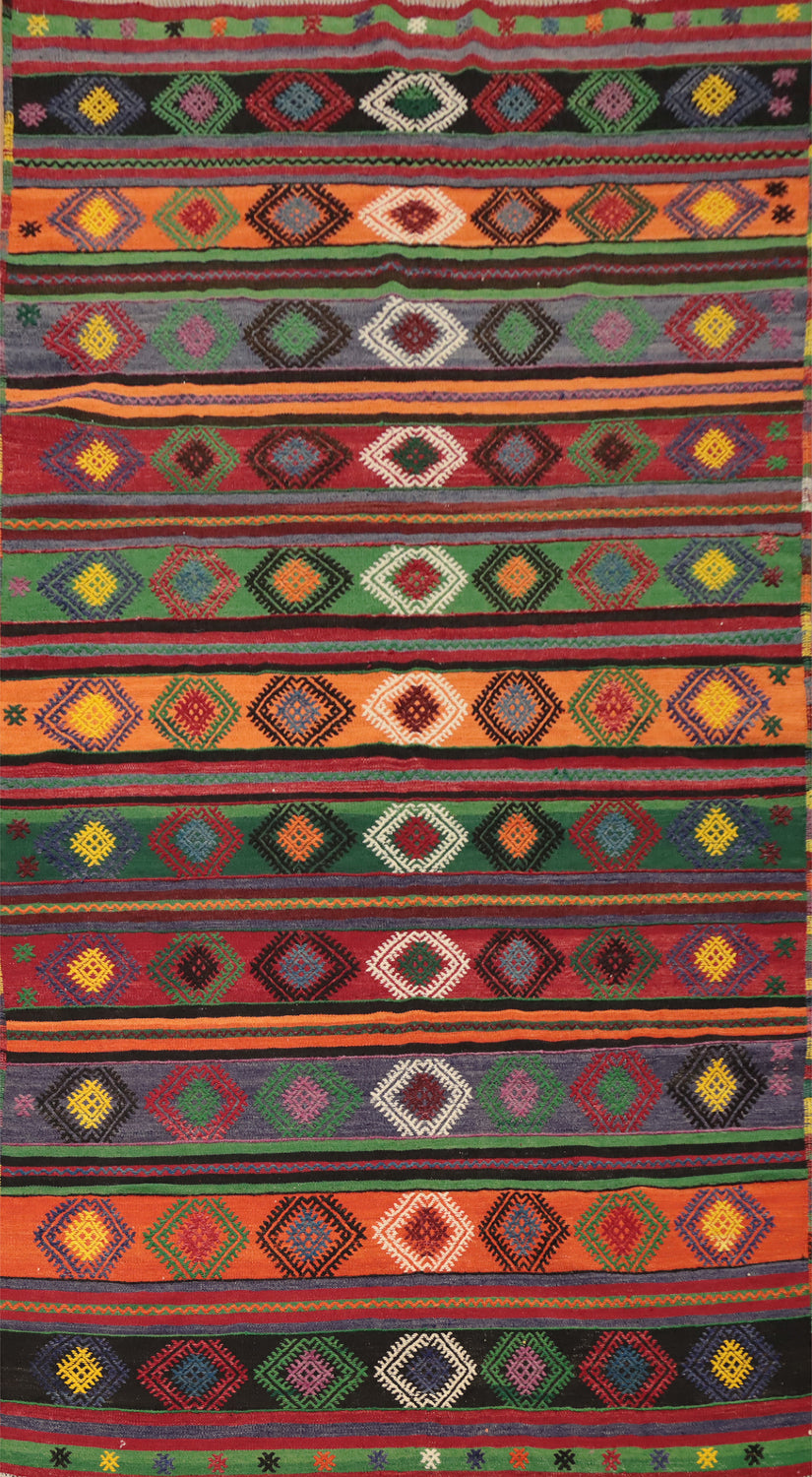 Vibrant Geometric Kilim Area Rug 6x10 for Bohemian Living Rooms