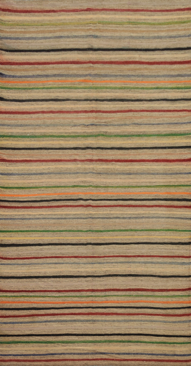 Elegant Striped Kilim Area Rug 6x11 for Modern Living