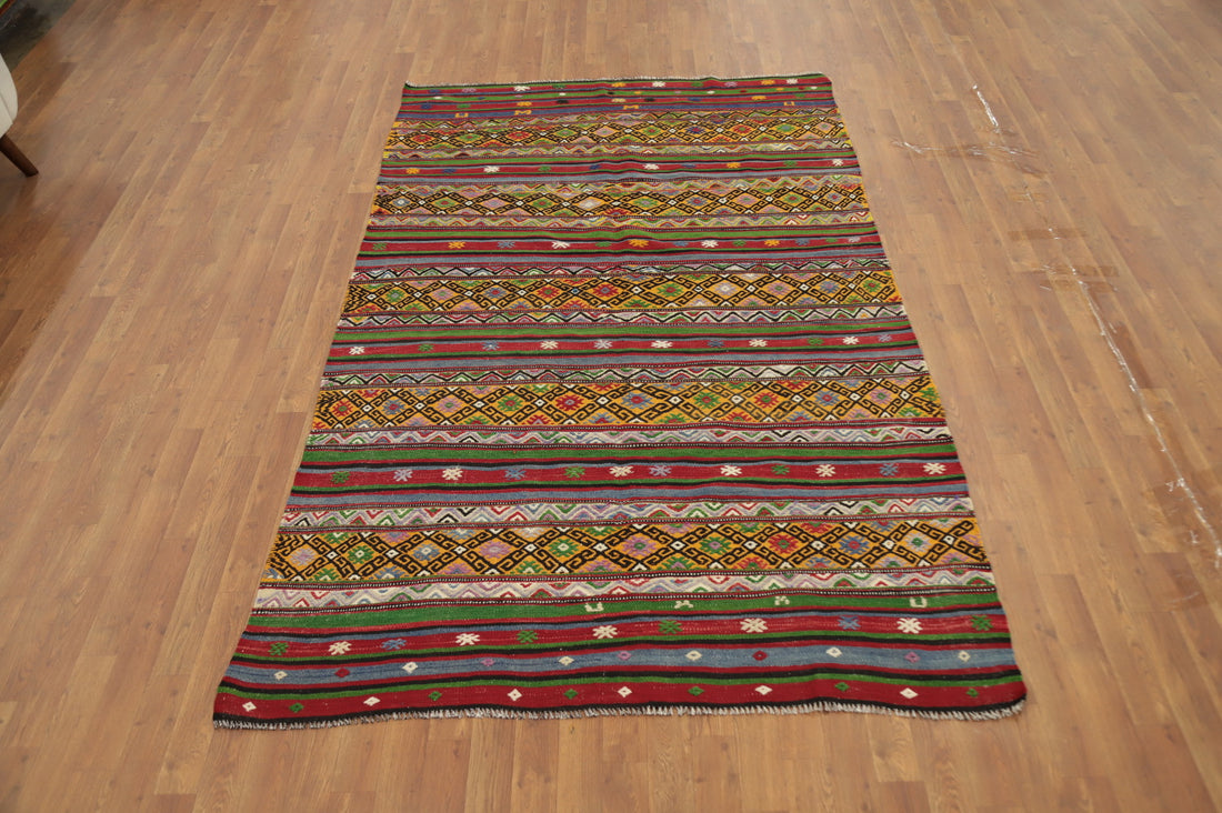 Vegetable Dye Kilim Turkish Area Rug 5x8