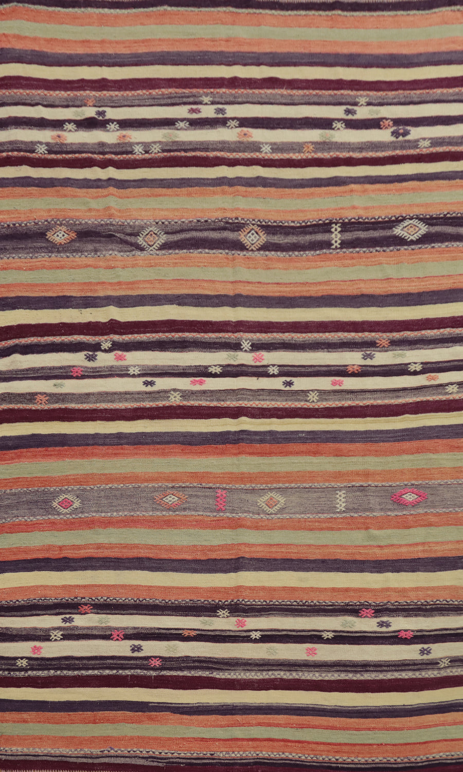 Vegetable Dye Kilim Striped Wool Area Rug 6x8