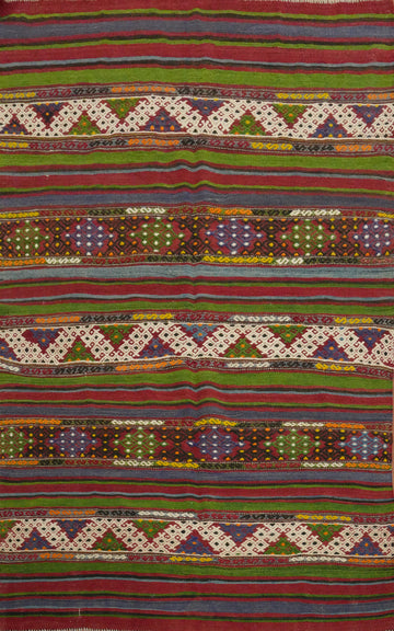 Tribal Geometric Kilim Vegetable Dye Rug 5x7