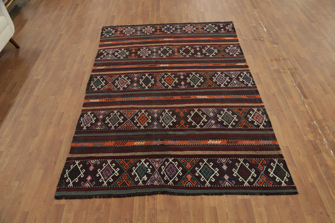 Vegetable Dye Kilim Turkish Area Rug 6x9