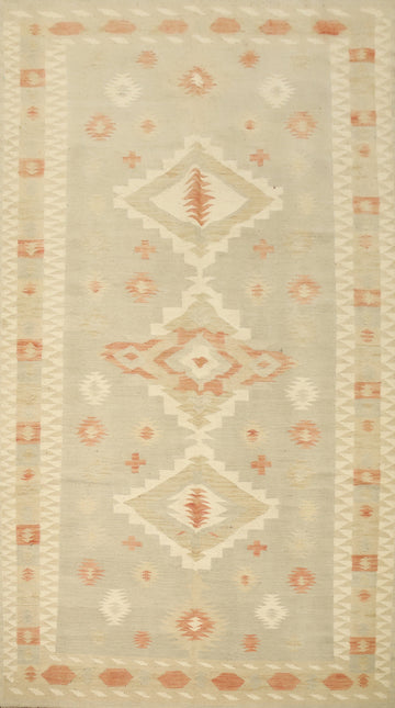 Vegetable Dye Geometric Kilim Handwoven Area Rug 5x8