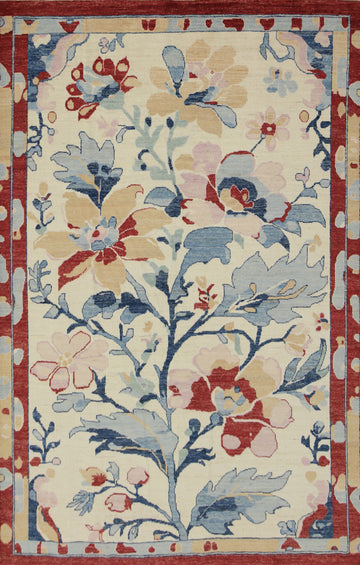 Vegetable Dye Floral Oushak Oriental Area Rug 7x10