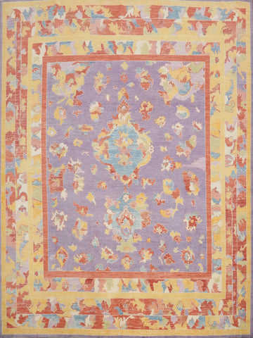 Purple Wool Oushak Vegetable Dye Large Rug 11x11