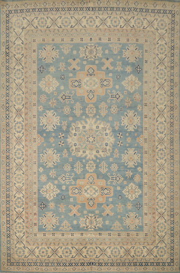 Handmade Blue Kazak Vegetable Dye Area Rug 9x11