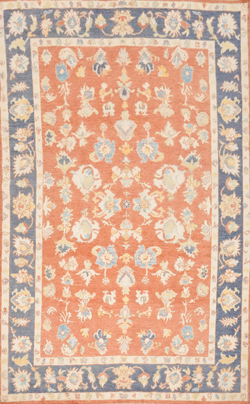 Vegetable Dye Floral Oushak Handmade Area Rug 7x10