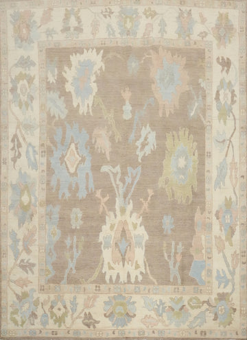 Vegetable Dye Brown Oushak Handmade Area Rug 8x9