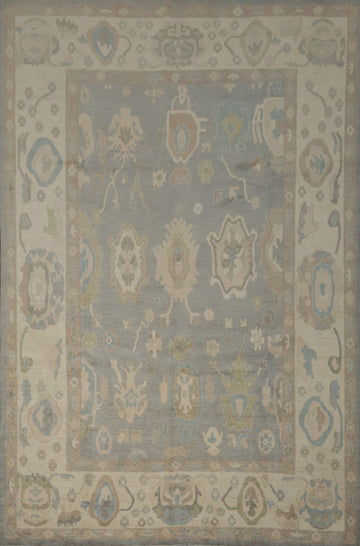 Vegetable Dye Oushak Gray Wool Large Rug 10x14