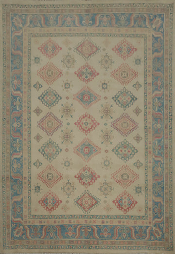Geometric Kazak Vegetable Dye Area Rug 8x10