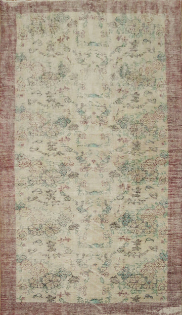 Vintage Distressed Wool Anatolian Turkish Area Rug 5x9
