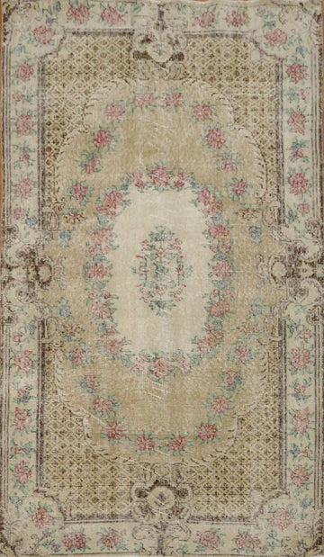 Elegant Vintage Area Rug with Floral Patterns and Classic Motifs 4x7