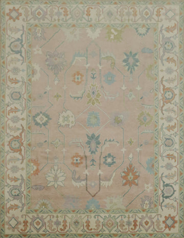 Traditional Pastel Oushak Hand Made Area Rug 9x12