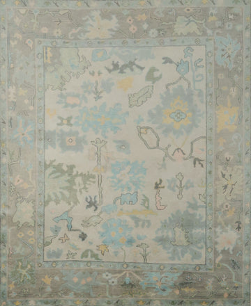 Elegant Pastel Muted Peach Oushak Wool Area Rug 8' x 10'