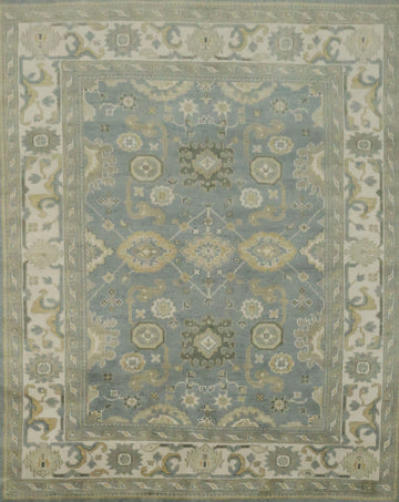 Elegant Stone Blue All-Over Oushak Oriental Living Room Rug 8'x 10'