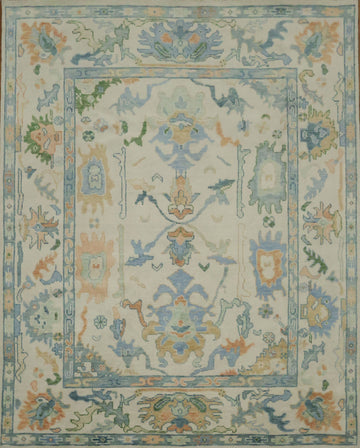 Ivory and Blue Oriental Rug Perfect for Living Room Ambiance 8' x 10'