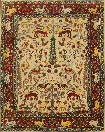 8'x10' Hunting Animal Pictorial Ziegler Oriental Rug | Hand-Knotted Wool