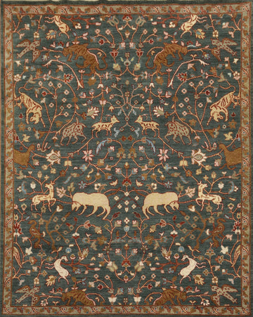 8'x10' Hunting Animal Pictorial Ziegler Oriental Rug | Hand-Knotted Wool