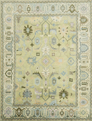 Sage Green Traditional Oushak Hand Made Area Rug 9x12