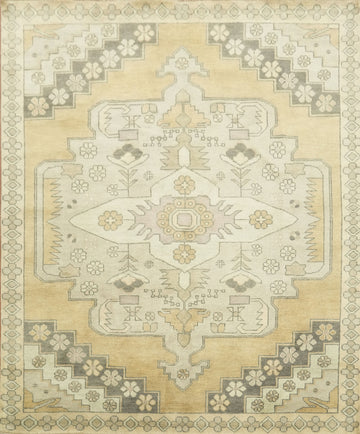 Vintage-Inspired Oushak Indian Rug Featuring Classic Motifs 8x10