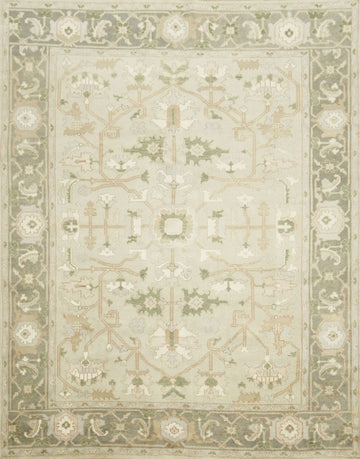 Pale Green Traditional Oushak Hand Made Area Rug 9x12