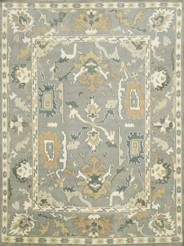 Luxurious Gray and Beige Oriental Rug with Classic Design 9x12 ft