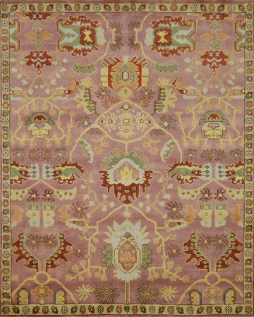 Ziegler Oriental Area Rug | 8x10 Elegant Rose & Ivory Floral Rug