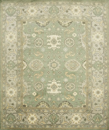 8x10 Green Pastel Color Traditional Oushak Hand-Knotted Wool Area Rug 8x10
