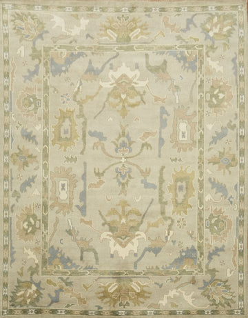 Light Sage Green Traditional Oushak Hand Made Area Rug 9x12