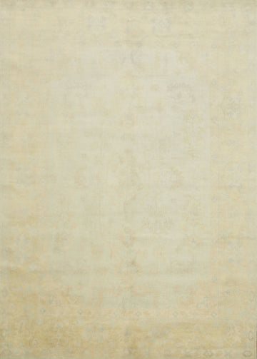 Muted Mint Green Traditional Oushak Hand Made Large Rug 10x14