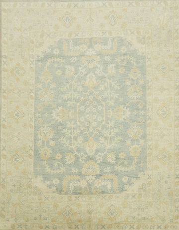 9'x12' Classic Oushak Traditional Rug with Subtle Floral Patterns in Pastel Hues