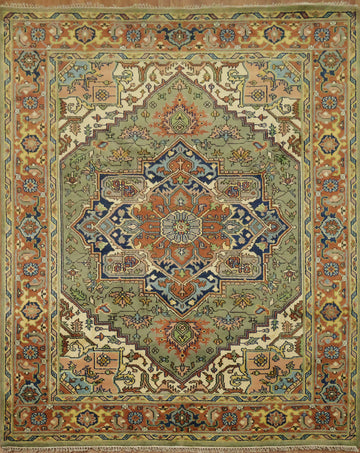 Traditional Green Heriz Serapi Oriental Area Rug 8x10 ft
