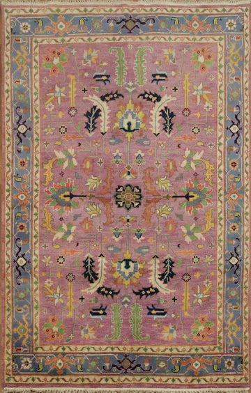 6'x9' Purple Vintage-Inspired Floral Rug for Elegant Spaces