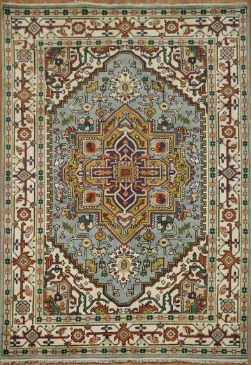 Light Blue Heriz Serapi Oriental Area Rug 6x9 ft